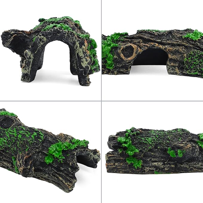 ONEST 9 Pieces Aquarium Decorations Resin Hollow Tree Trunk Ornament Set Fish Tank Artificial Plastic Plants Decorations for Fish Tank