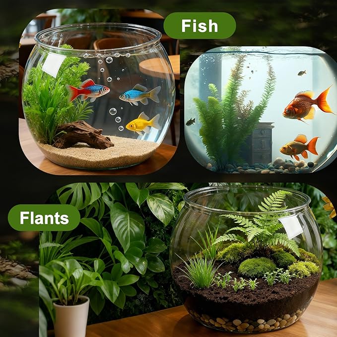 Geelin 1 Gallon Plastic Fish Tank Large Bowl Shatterproof with Crystal Clear Clarity for Terrarium, Flower Vase Centerpiece Gift for Fish Lovers (Round)