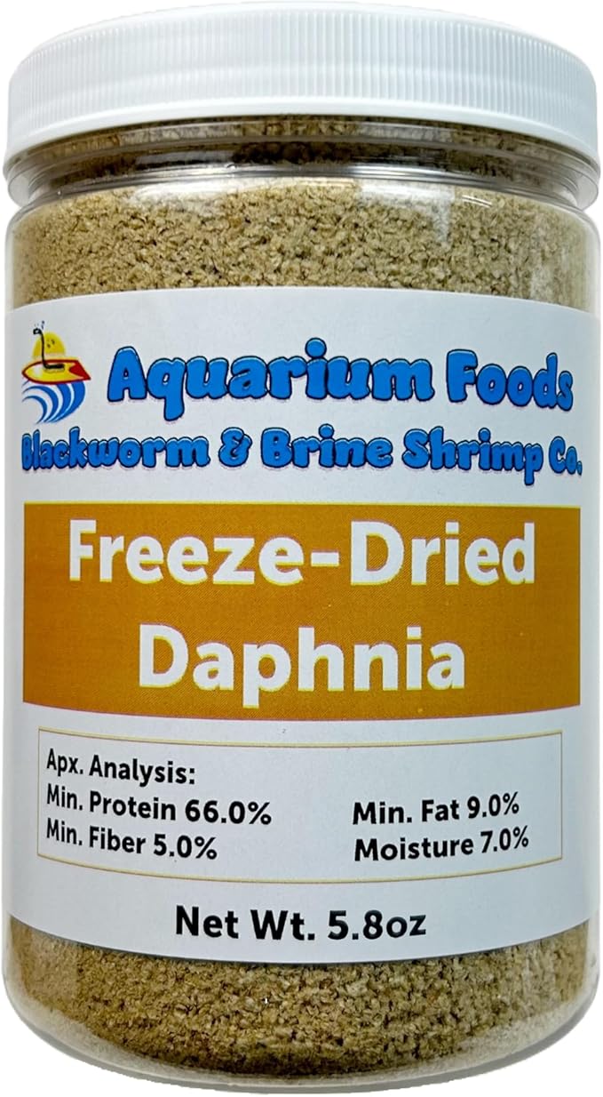 Daphnia, Freeze Dried Fresh Water Daphnia for Fry, Babies and Small Tropicals, Marines, Corals, Anemones, Cichlids, Fry and Baby Koi & Pond Fish…5.8oz Large Round Jar