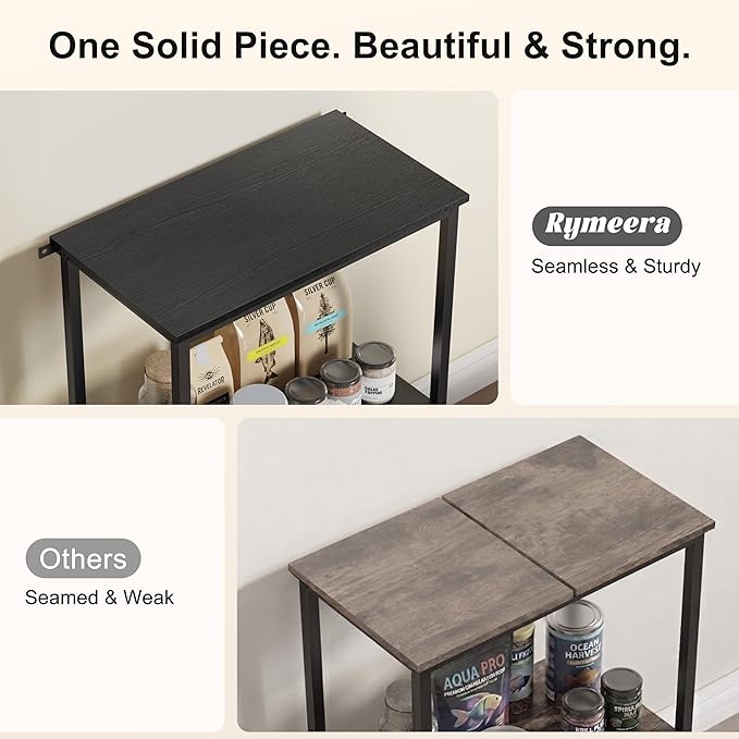 5-10 Gallon Fish Tank Stand, Aquarium Stand with 2-Tier Storage Shelves, Heavy-Duty Reptile Terrarium Stand Table with One-Piece Top for 10 Gallon Standard Model, 21.2" L x 11.8" W x 29.3" H (Black)