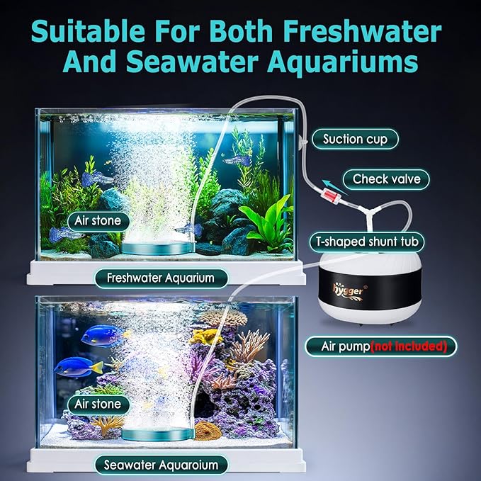 hygger Aquarium Air Stone 4 Inch, Fish Tank Bubbler Stone, Air Bubble Aerator Oxygen Diffuser, Air Pump Accessories for Aquariums, Fish Tanks, Hydroponics and Ponds