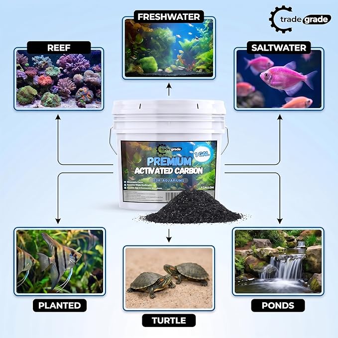 TradeGrade Premium Activated Carbon (1 Gallon) Granular Charcoal Filter Media for Aquariums & Water Purification