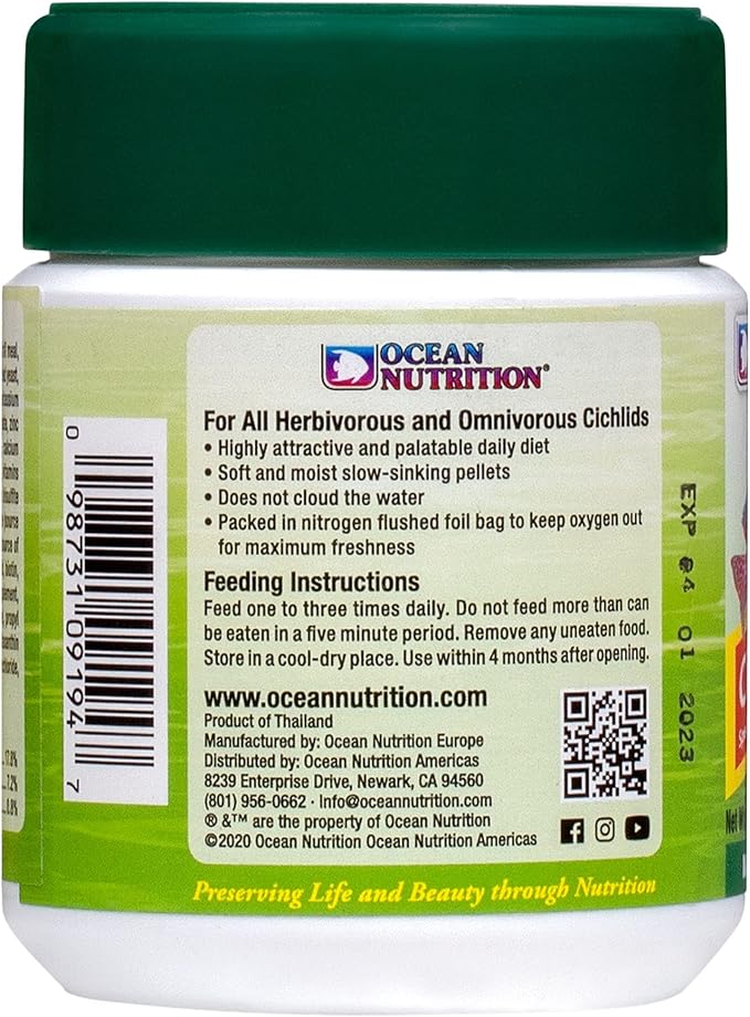 Ocean Nutrition (Salt Creek) Cichlid Veggie Pellet Medium 100g Bottle