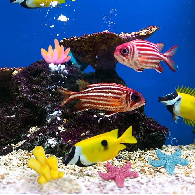 Mimorou 12 Pieces Fake Coral Plant Aquarium Decorations Fish Tank Ornament Decor Artificial Polyresin Colorful Coral Reef Decoration Accessories for Betta Fish Tank Aquarium Landscape(Lovely Style)