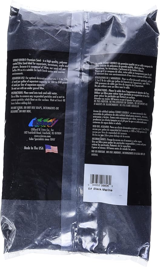 Stoney River Black Aquatic Sand Freshwater and Marine Aquariums, 5-Pound Bag