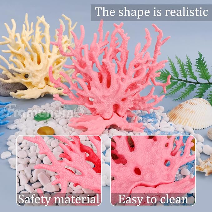 Framendino, 4 Pack Artificial Aquarium Coral Decor Plastic Faux Reef Decorative Cute Fish Tank Decorations