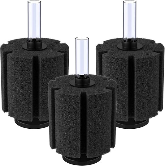 Pawfly Large Aquarium Bio Sponge Filter Quiet Betta Fry Shrimp and Small Fish Foam Filter for Fish Tank up to 60 Gallon, 3 Pack