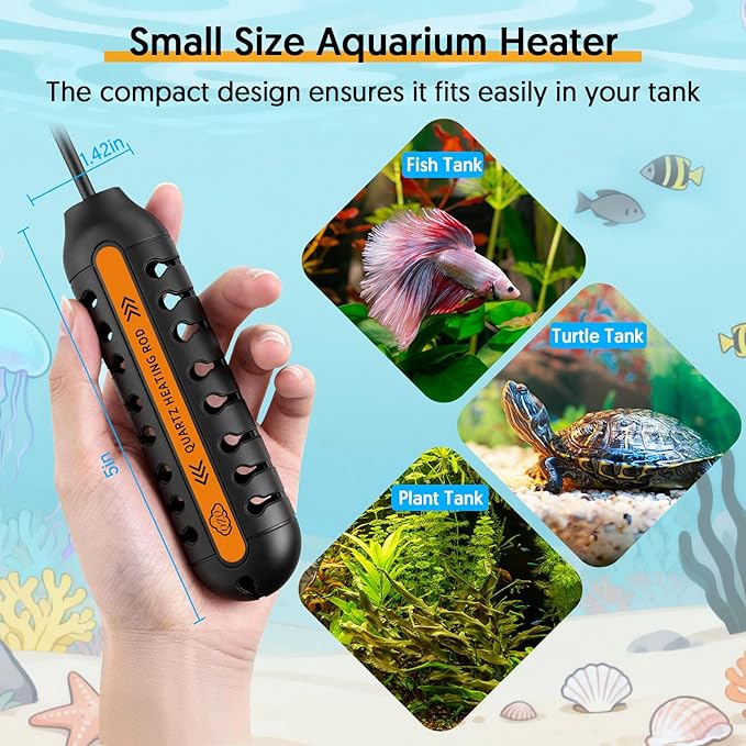 QZQ Aquarium Heater, 200W Adjustable Fish Tank Heater with Digital Display, External Temperature Controller, Submersible Turtle Tank Heater for 20-40 Gallon Tanks
