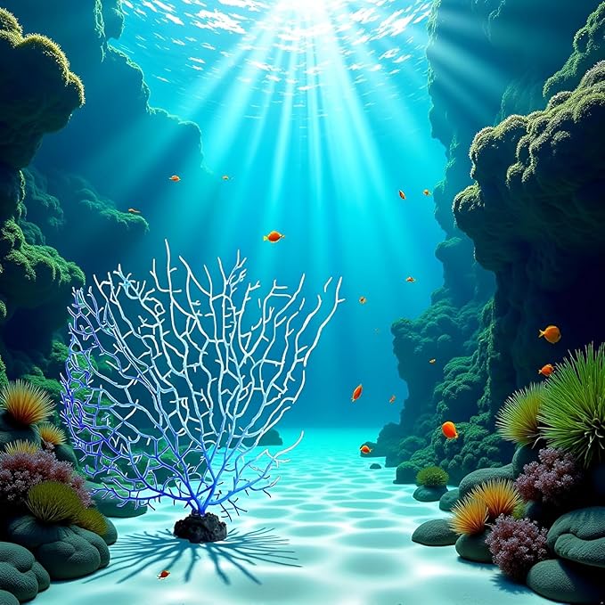 Blue Artificial Coral Branch Faux Aquariums Ornament Fish Tanks Landscape Sea Fan Decorations Artificial Coral Branch Aquarium Décor