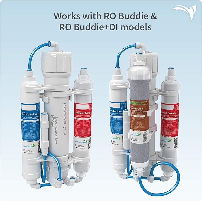 AquaticLife Inline Carbon Block Aquarium Water Filter Replacement Cartridge for RO Buddie and Reverse Osmosis Tank Kit