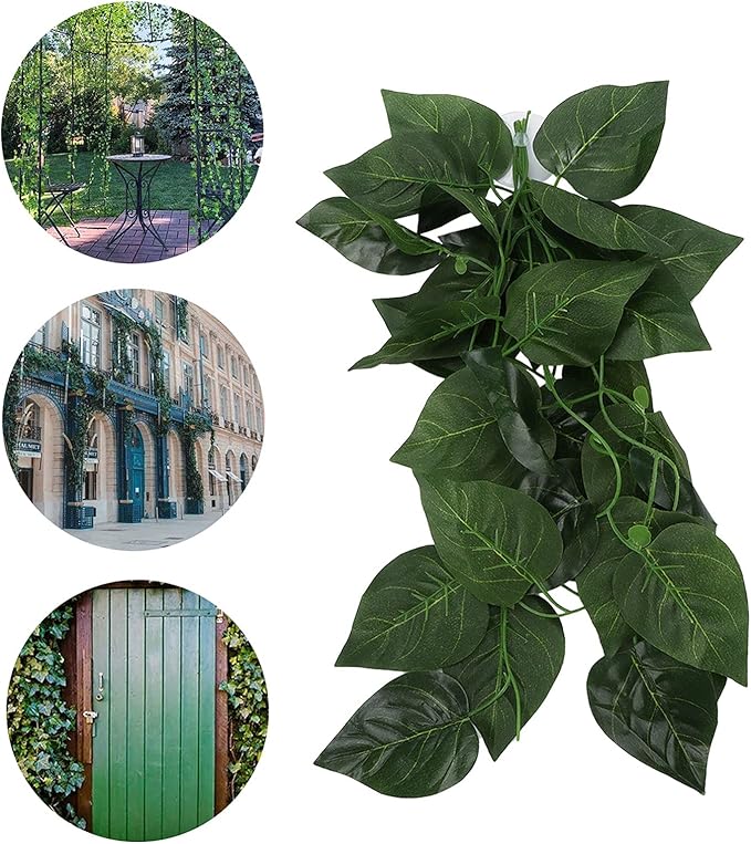 Pssopp Lifelike Plant Decorative Hanging Silk Terrarium Plant with Suction Cup for Reptile Rainforest Box Aquarium Landscape(NFF‑82)