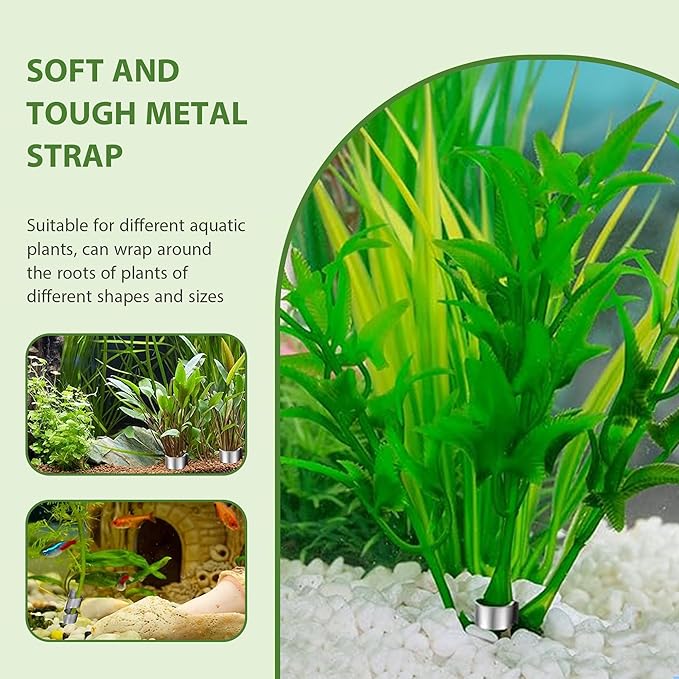 52Pcs Aquarium Plant Weights for Fish Tank - Aquarium Plant Anchors Live Plants Fixed Ring Base, Weighted Blocks to Hold Aquatic Live Plants Underwater