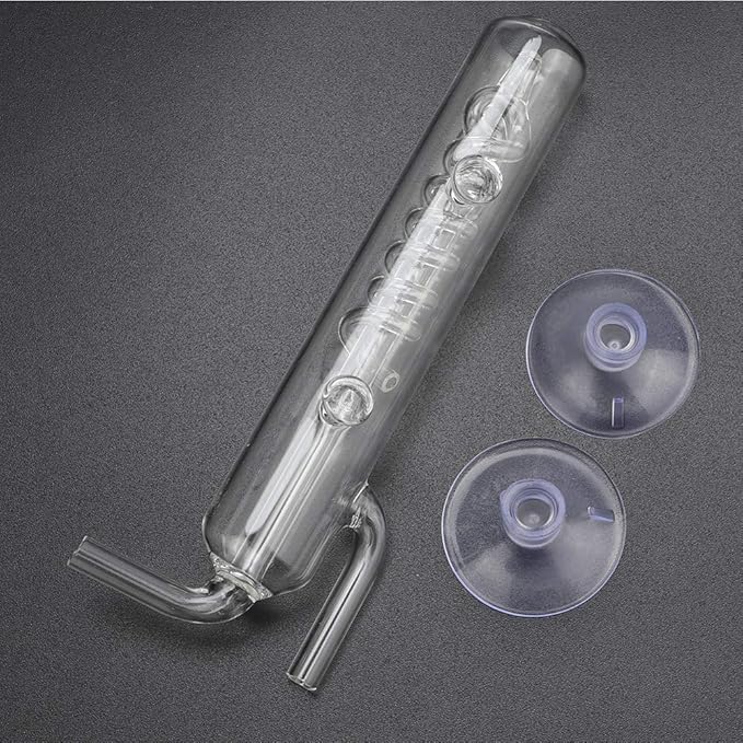 Carbon Dioxide Bubble Counter, High Transparent Crystal Glass Aquarium Bubble Counter, Screw Fish CO2 External Bubble Gauge Glass Spiral Regulator