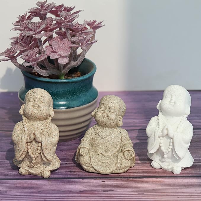 3 Pack Aquarium Ornaments Decoration, Fish Tank Decor, Mini Buddha Statue Sculpture Decoration, Cute Aquarium Sandstone Buddha Fish Tank Decor, Ornament Decor for Fish Tank Aquarium Home Garden Desk