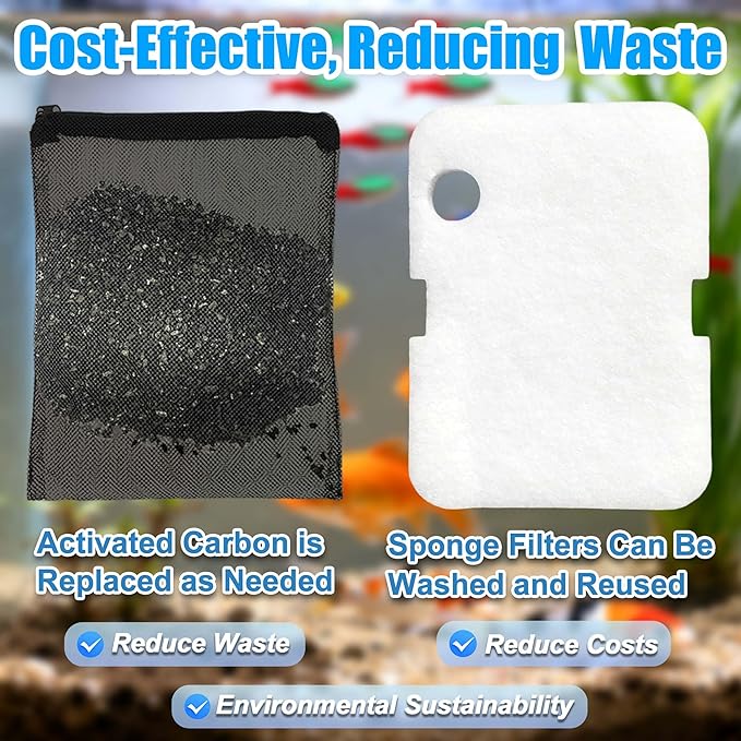 PurifyLogix 10PCS Replacement Filter Kit for Cascade 700/1000 CCF2UL/CCF3UL Aquarium Floss Media, 2 Upgraded Carbon-Coarse-Activated Carbon Filter Pads, 6 White Floss, 2 Activated Carbon Bags