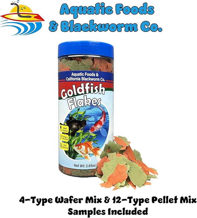 Goldfish Flakes, 42% Protein Premium Goldfish Flakes for Aquarium and Pond Fish. Also Good for Koi 2.65oz Canister