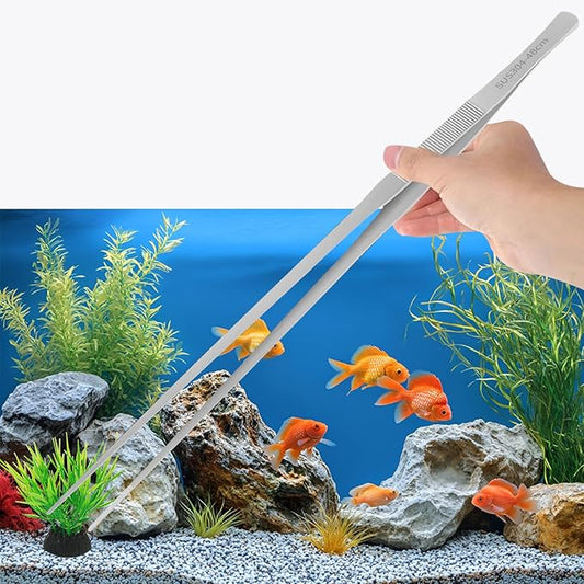 Heavy Duty Extra Long Tweezers for Fish Tank, 18.9 Inch Reptile Snake Feeding Tongs, 304 Stainless Steel Straight Tweezers Tongs for Aquarium Fish Tank Plants (Straight)
