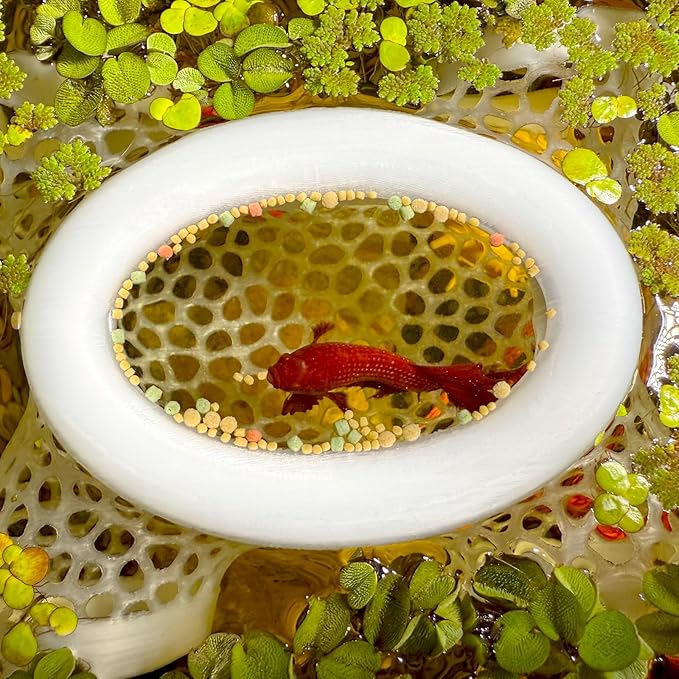 Aquarium Floating Betta Fish Log, Hide Tunnel and Hammock Toy, Small Fish Or Shrimp Hide Resting Cave, Floating Feeder, Feeding Ring, Tank Accessories Decoration (Translucent)
