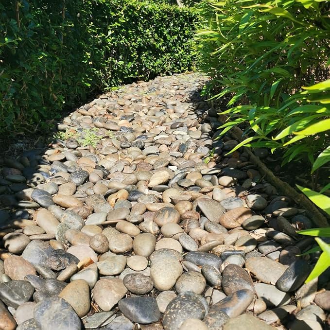 YISZM 40lbs Natural River Rocks, 3"-4" Premium Pebbles for Garden and Landscape Design, Hand-Picked Smooth Stones for Fish Tank, Flower Pots, Indoor Water Fountains, Pathways, Backyard