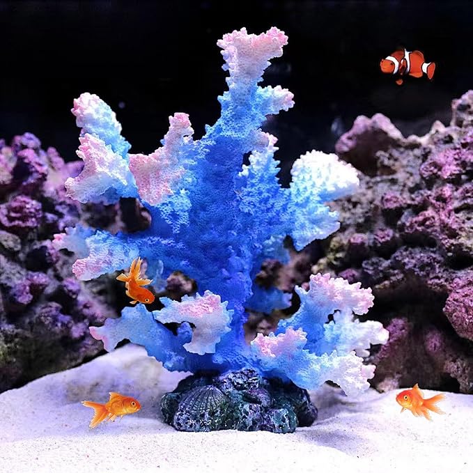 Tirifer Aquarium Coral Ornament, Faux Artificial Coral Decor, Polyresin Coral Decor for Fish Tank Decoration Aquarium Landscape