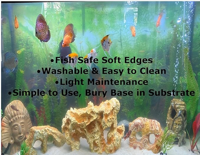 Red Fan Marine Coral Artificial Aquarium Fish Tank Decor, 8 Inches Tall, Aquascape Centerpiece Coral Ornament, Resin Fish Tank Decoration for Aquatic Landscape