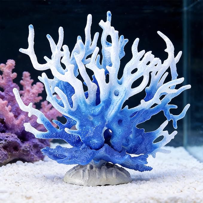 Fish Tank Fake Coral, Artificial Aquarium Coral Ornament, Aquarium Decor Plastic Plant Small, Multi-Purpose Simulation Water Grass, Faux Aquariums Ornament, Blue