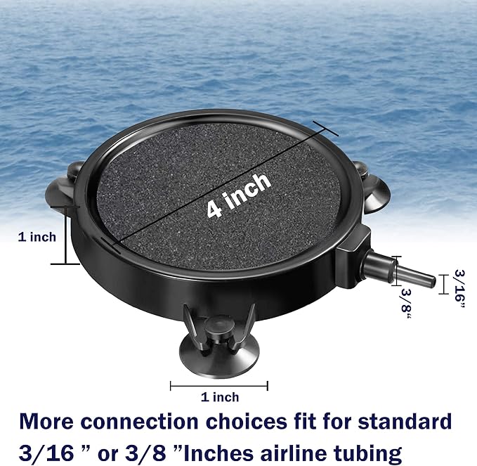 4 Pieces 4 Inch Air Stone Disc Bubbler Diffuser with 12 Pieces Suction Cups for Aquarium Hydroponics Fish Tank Air Pump Round Aquarium Air Stone Kit