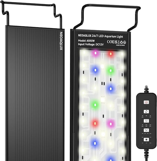 24/7 LED Aquarium Light for 30-36 Inch Plant & Fish Tank, 12-Color & Gradient & Full Spectrum with Auto On/Off, Brightness, Sunrise-Daylight-Moonlight, Extendable Brackets for Freshwater IP68