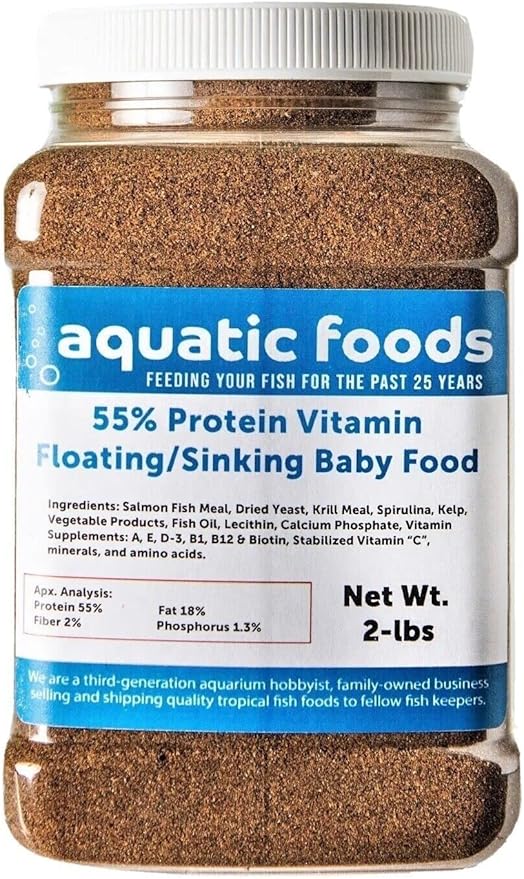 55% Protein Vitamin Rich Floating/Sinking Fry & Community Tropical Fish Food...2-lb Med Jar