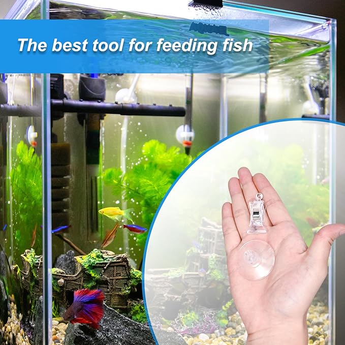 Aquarium Plant Clip - Suction Cup Clips for Convenient Fish Feeding | Rust-Proof Material, Secure Hold, Water-Safe Accessories (6)