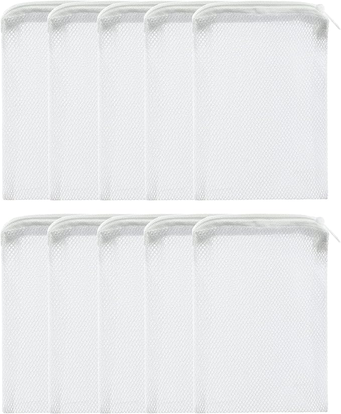ALEGI 10 pcs Aquarium Filter Media Bags with Zipper, Mesh Reusable Bags for Aquarium Filter Media (6" x 4")