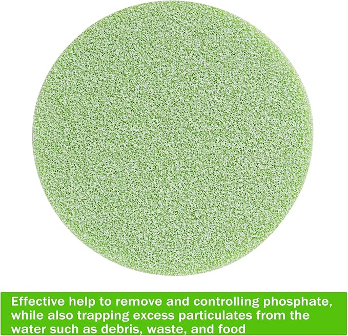 Poweka Phosphate Reducer Filter Pads, Compatible with Fluval FX4/FX5/FX6, 6 Count, Green, Aquarium Filter Accessories