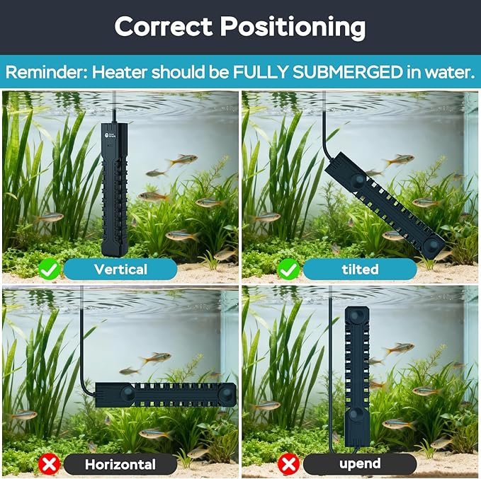 AquaMiracle Aquarium Heater, 500W Submersible Fish Tank Heater with LED Digital Display, Overheat Protection & Auto Power-Off When Out of Water, for Freshwater and Saltwater Fish Tanks (75-150 Gal)