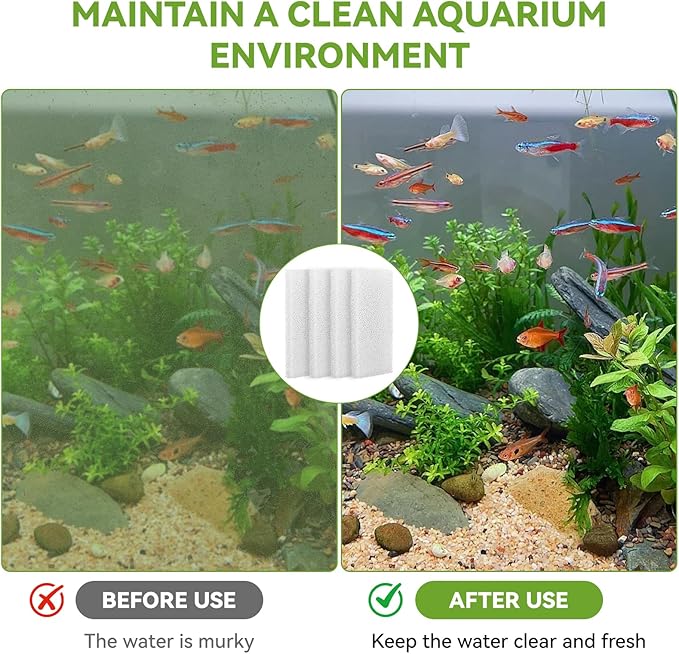 4 Pcs Aquarium Bio Sponge Foam Filter Pads Compatible with Fluval U2 Underwater Filter Foam Sponge Pad, Aquarium Underwater Filter Accessories, Compatible for Aquarium, Fish Tank, White, A486