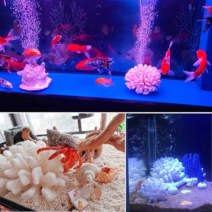 Besimple Pack of 2 Artificial Coral Ornament, Aquarium Resin Coral Decor Underwater Sea Plants Fish Tank Decoration Aquarium Plants