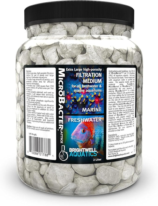 Brightwell Aquatics MicroBacter Lattice XL – Porous Biological Filtration Medium for use in Freshwater, Planted, Brackish Aquariums and Systems, 2 Liter