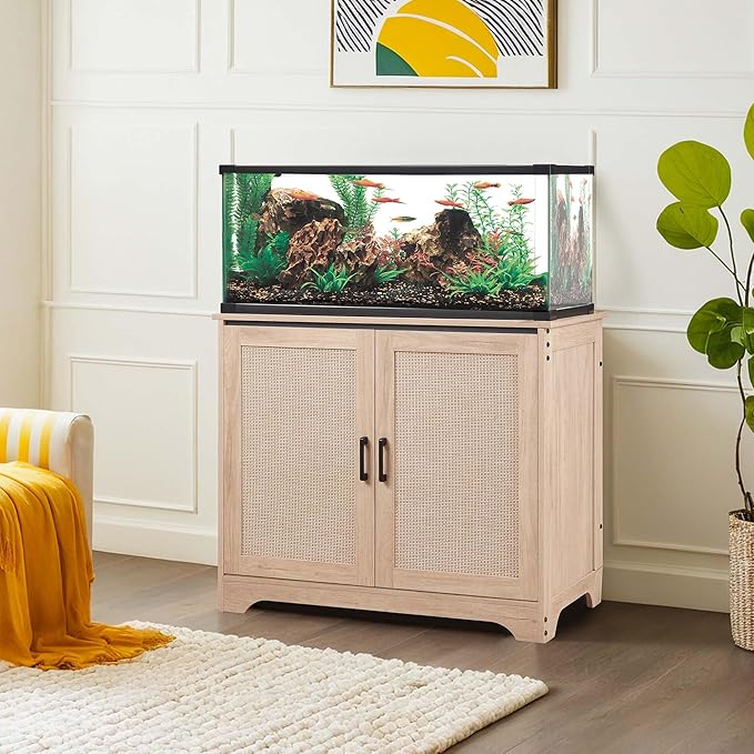 unipaws 20-40 gallon Aquarium Stand, Fish Tank Stand with Storage Cabinet, Wooden Tank Stand for Turtle Tank, Reptile Terrarium, Nature