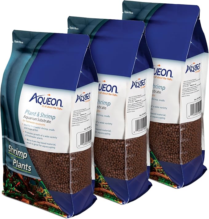 Aqueon Plant and Shrimp Aquarium Substrate, Aqua Soil for Fish Tanks, 5 Pounds, 3 Count