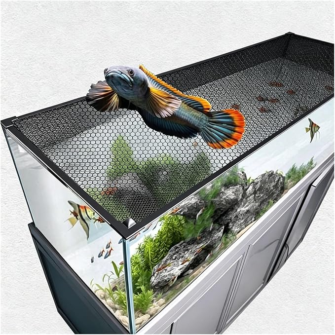 Fish Tank Lid，Magnetic Aquarium Lid, Reptile Tank Escape Proof Net，Fresh Air Netting，Tanks Hood，Top Cover， Anti Escape Design(130x60CM/51.18x23.62in)