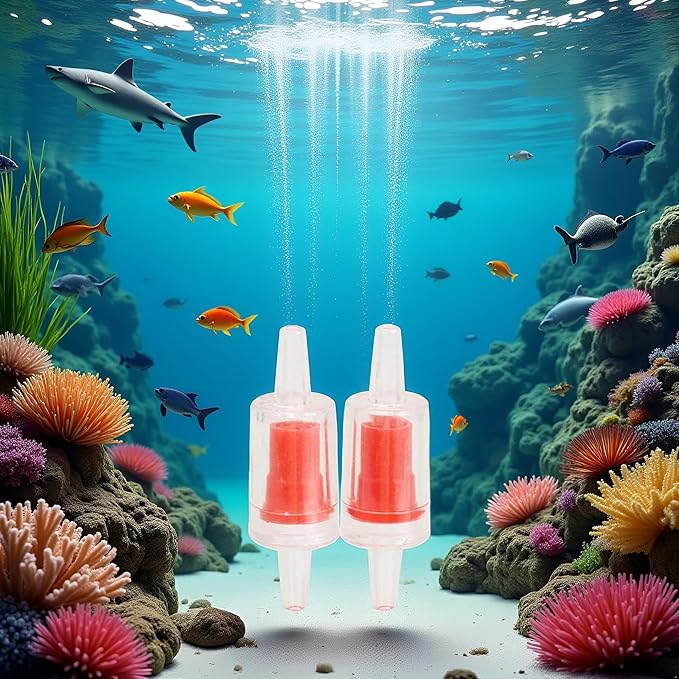 2Pcs Red Backflow Prevention Valve Aquarium Check Bubble Air Pump Valve for Fish Tank Aquarium Air Pump Accessories