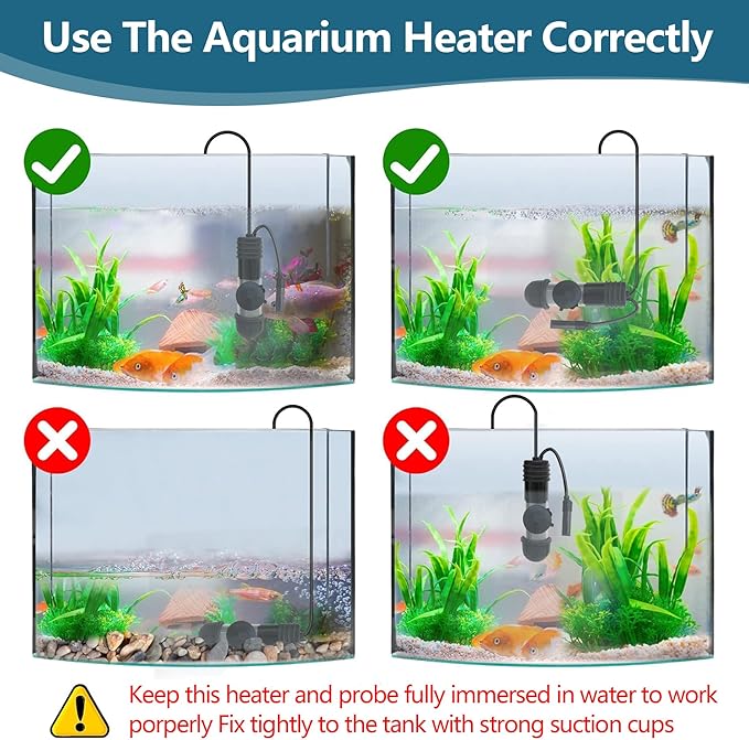 Small Aquarium Heater 25W Submersible Fish Tank Heater for 1-5 Gallons, Dual LED Display Temperature Controller, Suitable for Saltwater and Freshwater, Mini Water Heater for Betta/Turtle Tank