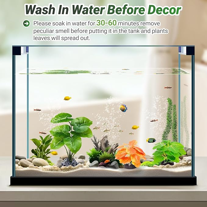 GOZILLA Fish Tank Plants, Reptile Artificial Plastic Plants, Reptile Plants for Terrarium, Aquarium Decorations Resin Pedestal Ornaments for Fish Tank Accessories Set.(3PCS/A-Set)