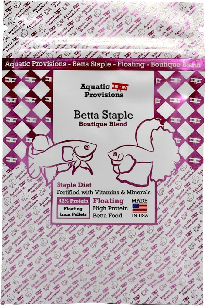 Aquatic Provisions Betta Staple Fish Food, 0.88 oz (25g) Floating 1mm High Protein Pellets