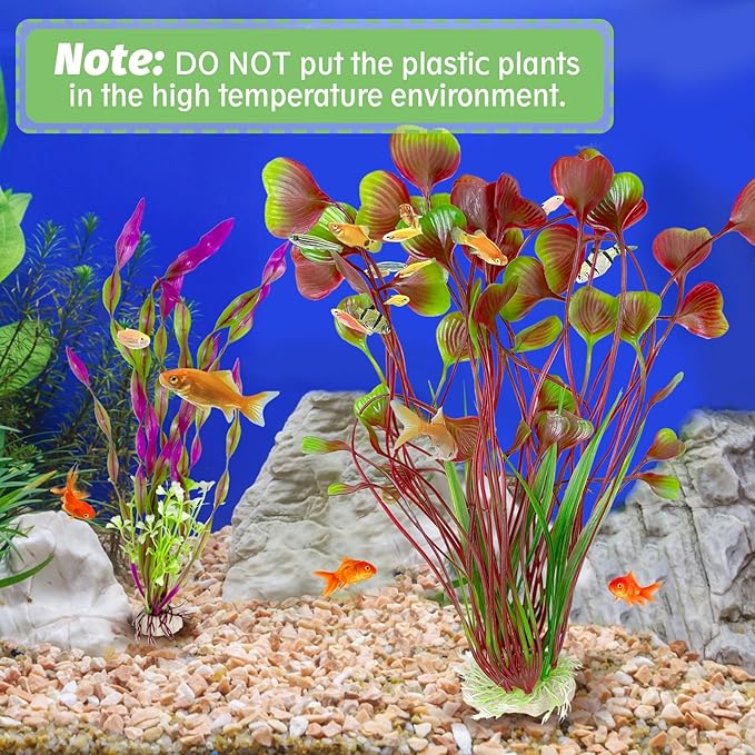 Hamiledyi Artificial Aquarium Plants for Fish Tank, Realistic Soft Plastic Water Grass, Safe Underwater Habitat Decorations, 2-Pack