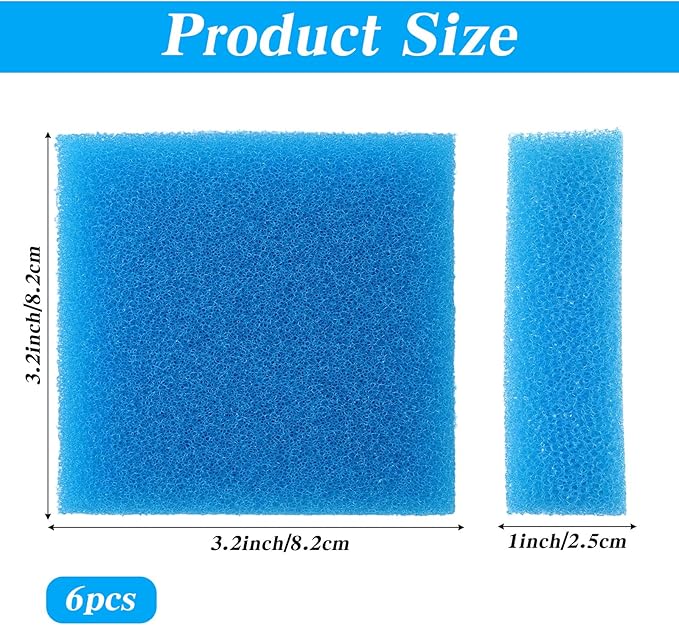 6PCS Aquarium Glass Cleaner Sponge, Non-Scratch Fish Tank Cleaning Sponge Fish Tank Walls Cleaner Tools for Aquarium Glasses 3.2×3.2×1 in