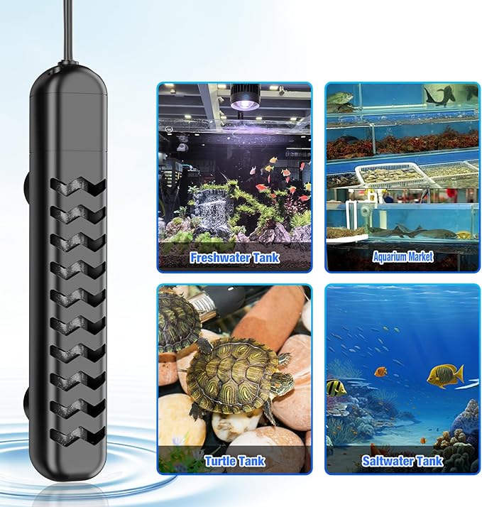 500W Submersible Fish Tank Heater for 70-120 Gallon with Auto Shut-Off When Leaving Water—Aquarium Heater, Dry-Burn & Overheat Protection, Smart LED Display, Freshwater Saltwater bigTank