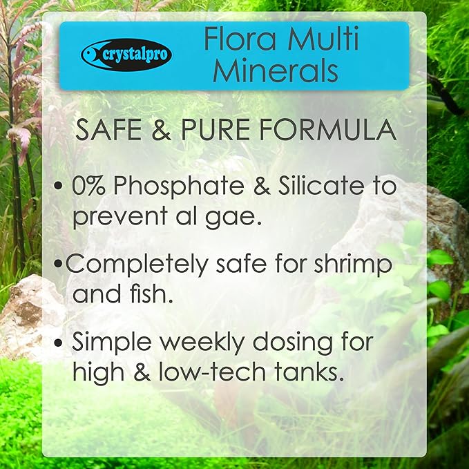 Crystalpro Flora Multi Minerals All in One Aquarium Plant Fertilizer - for Fast Growing Healthy Plants - Plant Food for Root and Leaf Growth- Safe for All Freshwater Livings 4.2 Oz