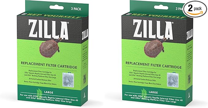 Zilla Reptile Pet Terrarium Water Filter Replacement Cartridge, Large,3 Count (Pack of 2)