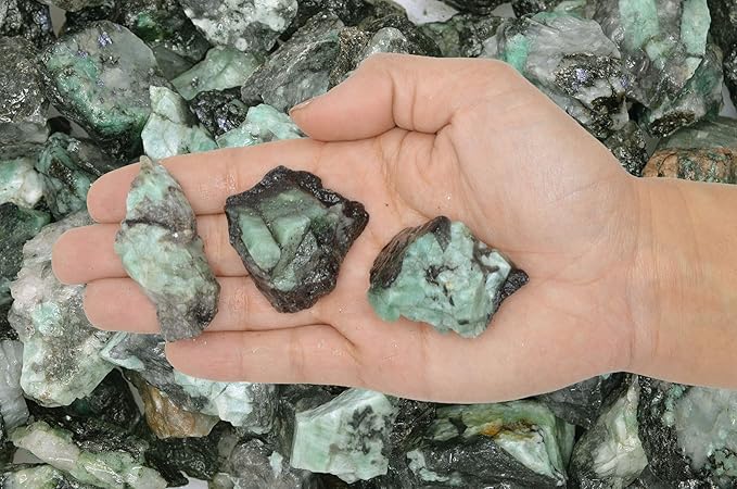 Fantasia Materials: 5 lb of Emerald Rough Stones from Brazil - Grade 1