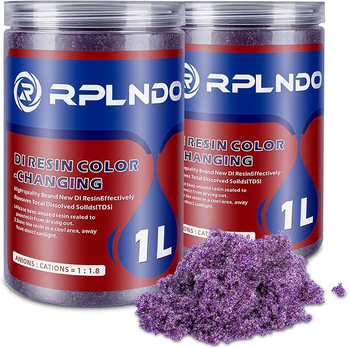 Mixed Bed Color Changing Deionized Di Resin Refill for Spotless Car Wash System, RO/DI, Aquarium Filters, Deionized Water,DI Resin Filter Cartridge Refill,1L x 2